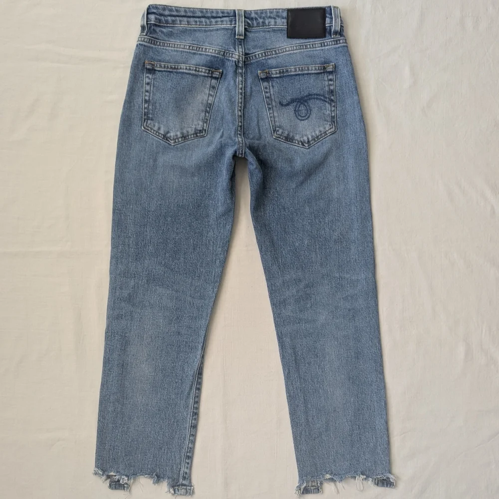 R13 Boy Straight With Rips Cropped Stretch Denim In Jasper Size 25 For Women - Picture 3 of 12